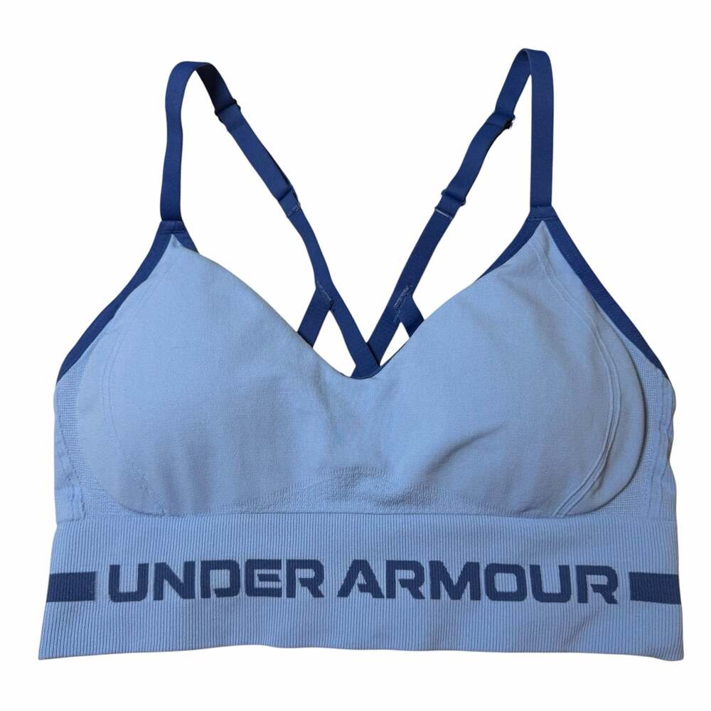 Under Armour Vanish Seamless Low Impact Sports Bra Light Blue Medium
